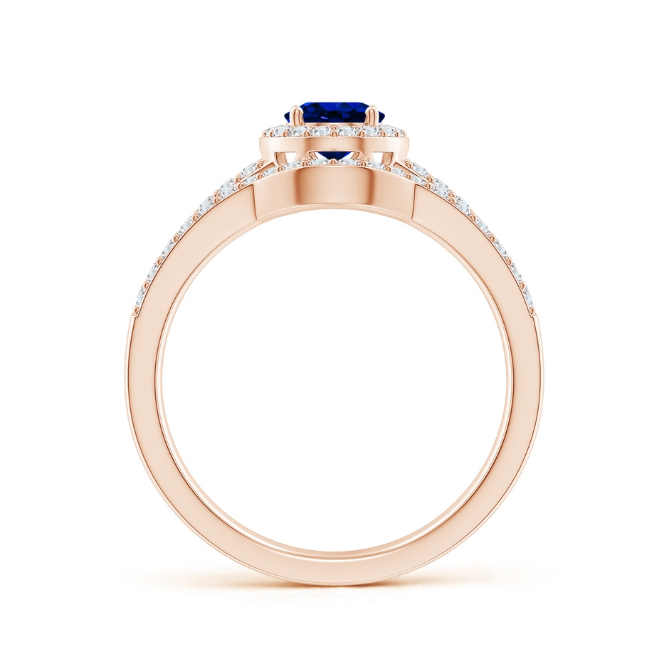 7x5mm AAAA Sapphire and Diamond Split Shank Bridal Set in Rose Gold product image