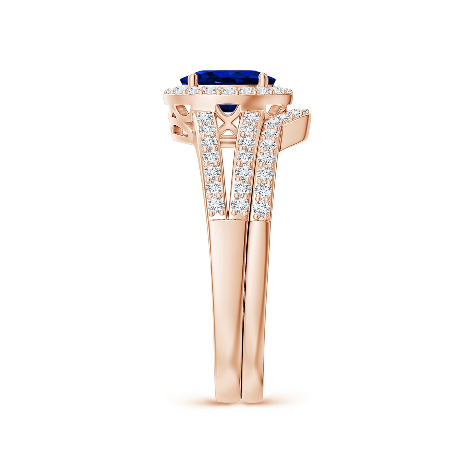 7x5mm AAAA Sapphire and Diamond Split Shank Bridal Set in Rose Gold product image
