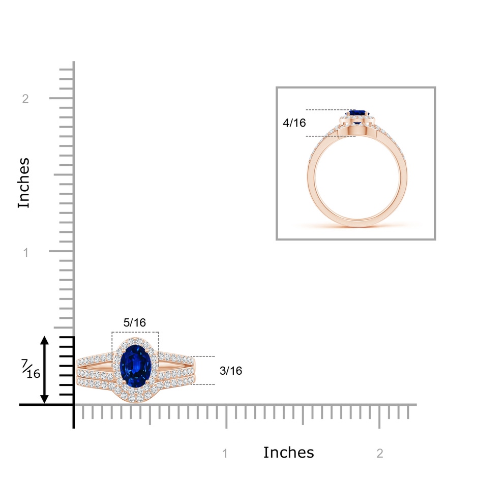 7x5mm AAAA Sapphire and Diamond Split Shank Bridal Set in Rose Gold product image
