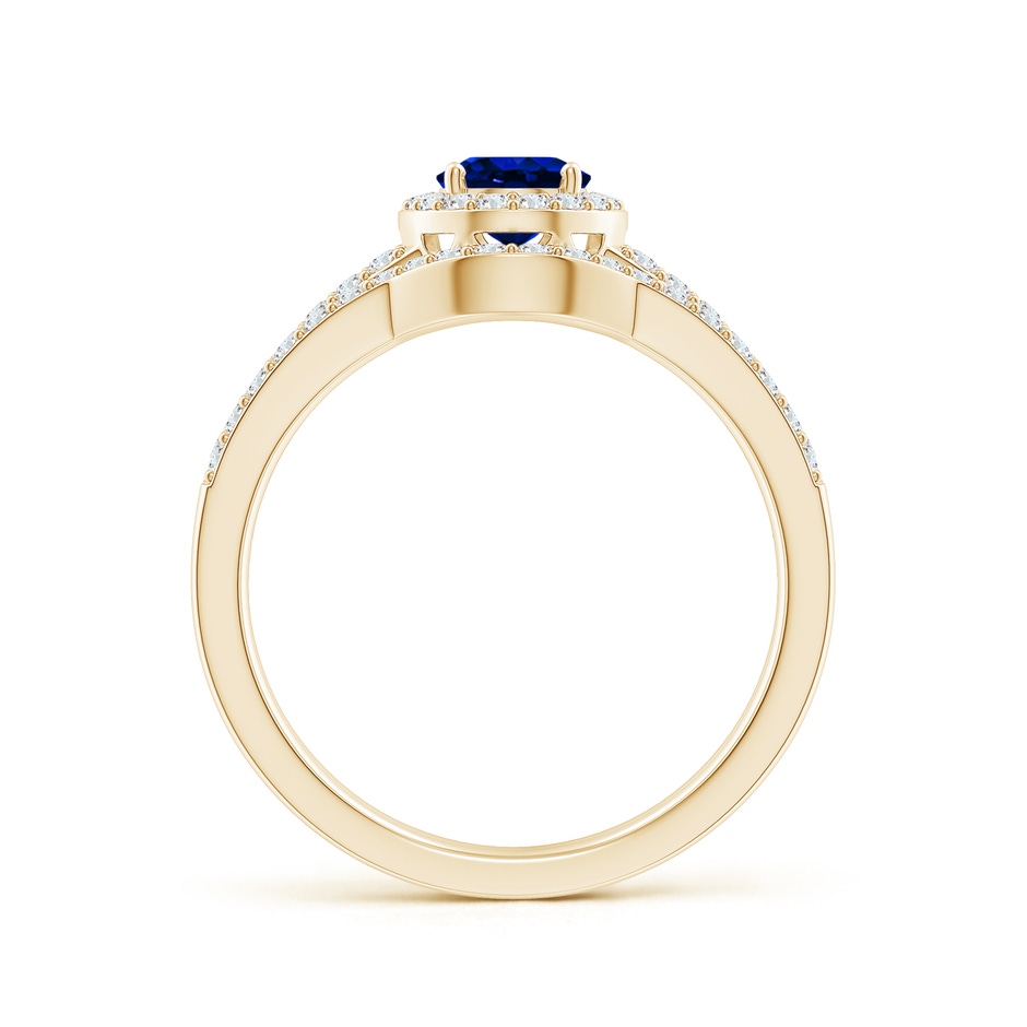 7x5mm AAAA Sapphire and Diamond Split Shank Bridal Set in Yellow Gold product image