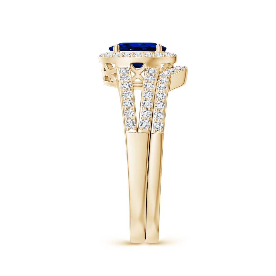 7x5mm AAAA Sapphire and Diamond Split Shank Bridal Set in Yellow Gold product image