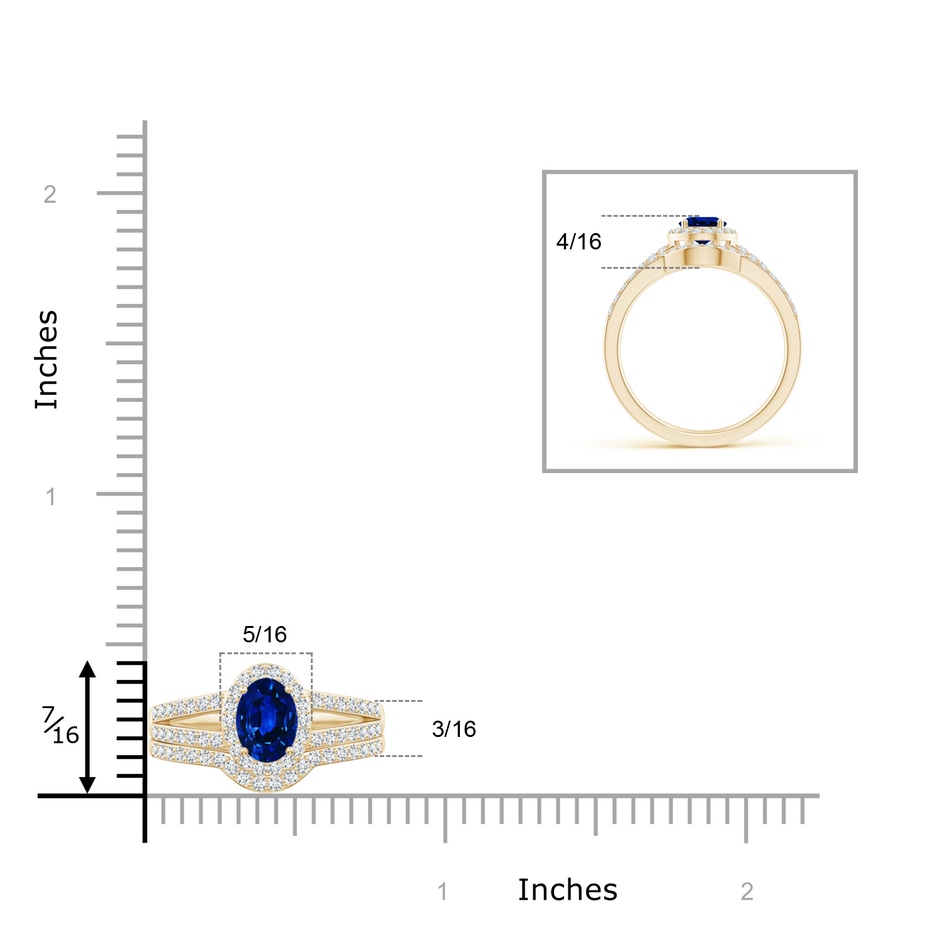 7x5mm AAAA Sapphire and Diamond Split Shank Bridal Set in Yellow Gold product image