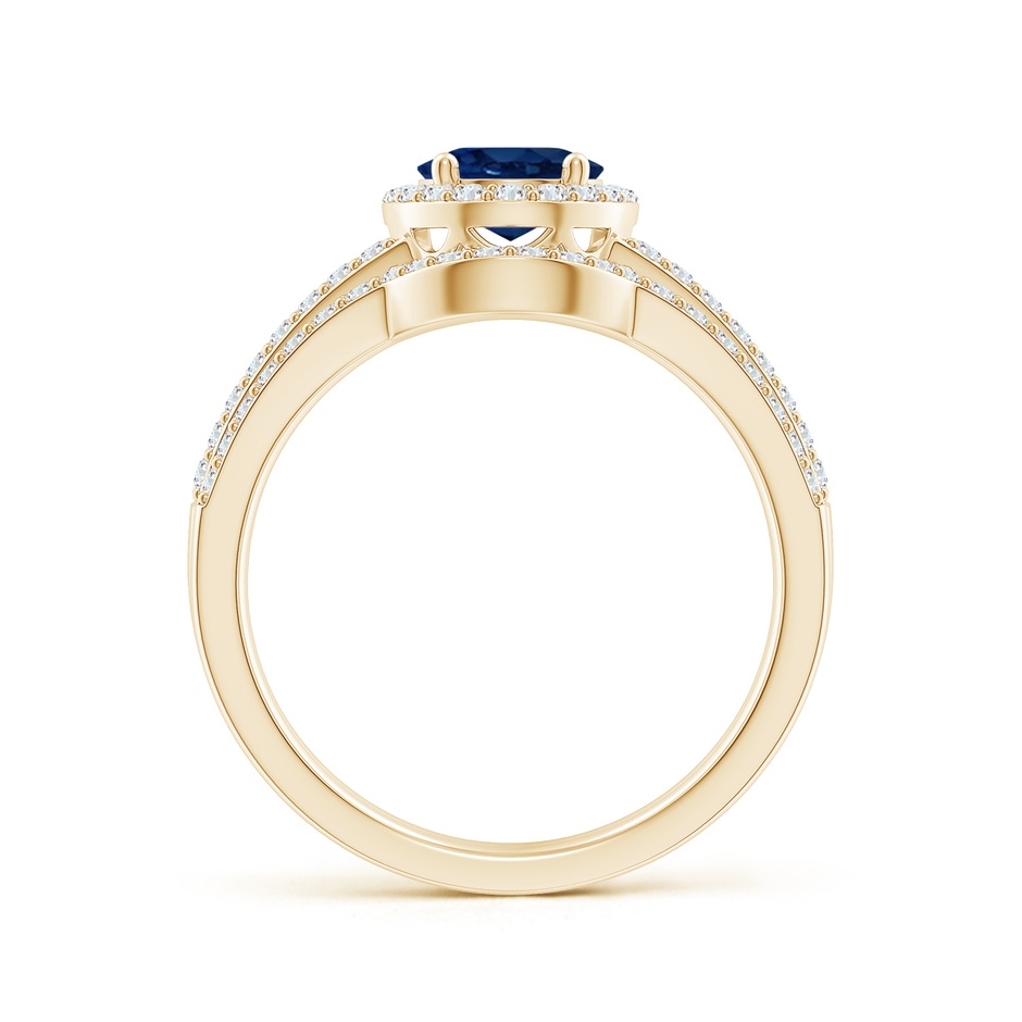 8x6mm AA Sapphire and Diamond Split Shank Bridal Set in Yellow Gold product image