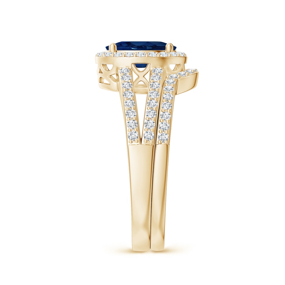 8x6mm AA Sapphire and Diamond Split Shank Bridal Set in Yellow Gold product image