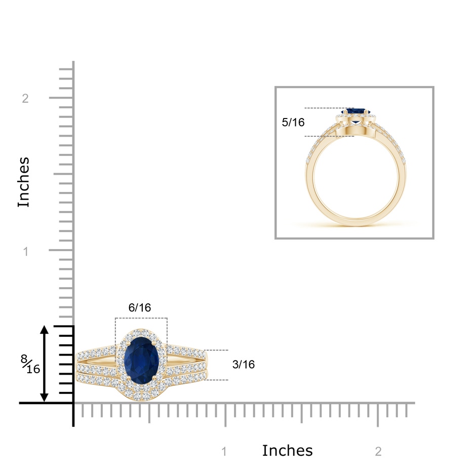 8x6mm AA Sapphire and Diamond Split Shank Bridal Set in Yellow Gold product image