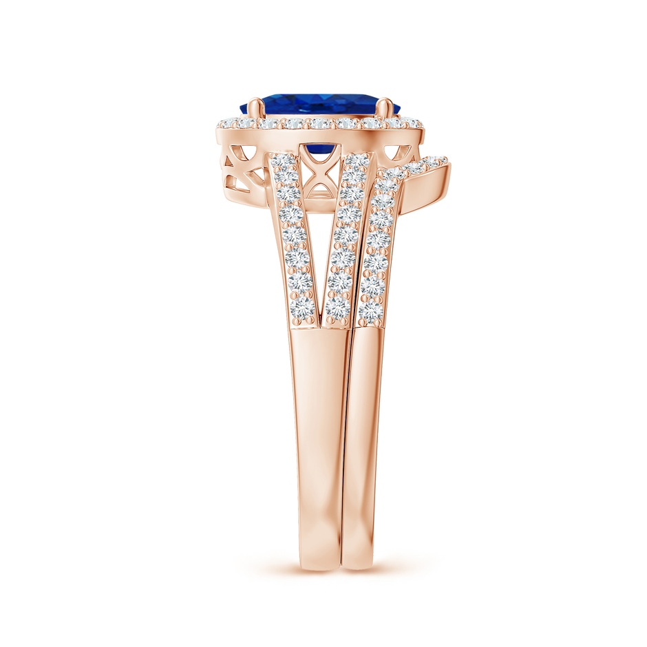 8x6mm AAA Sapphire and Diamond Split Shank Bridal Set in Rose Gold product image