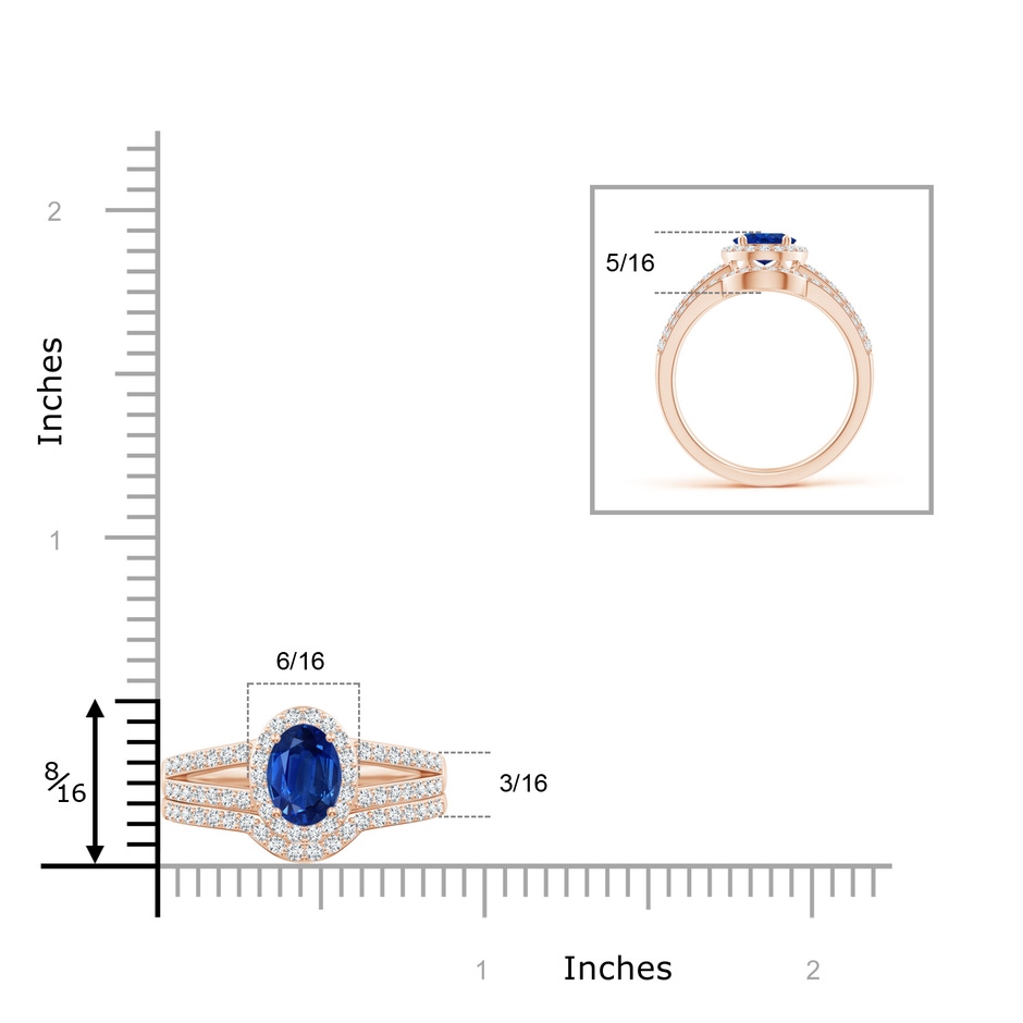 8x6mm AAA Sapphire and Diamond Split Shank Bridal Set in Rose Gold product image