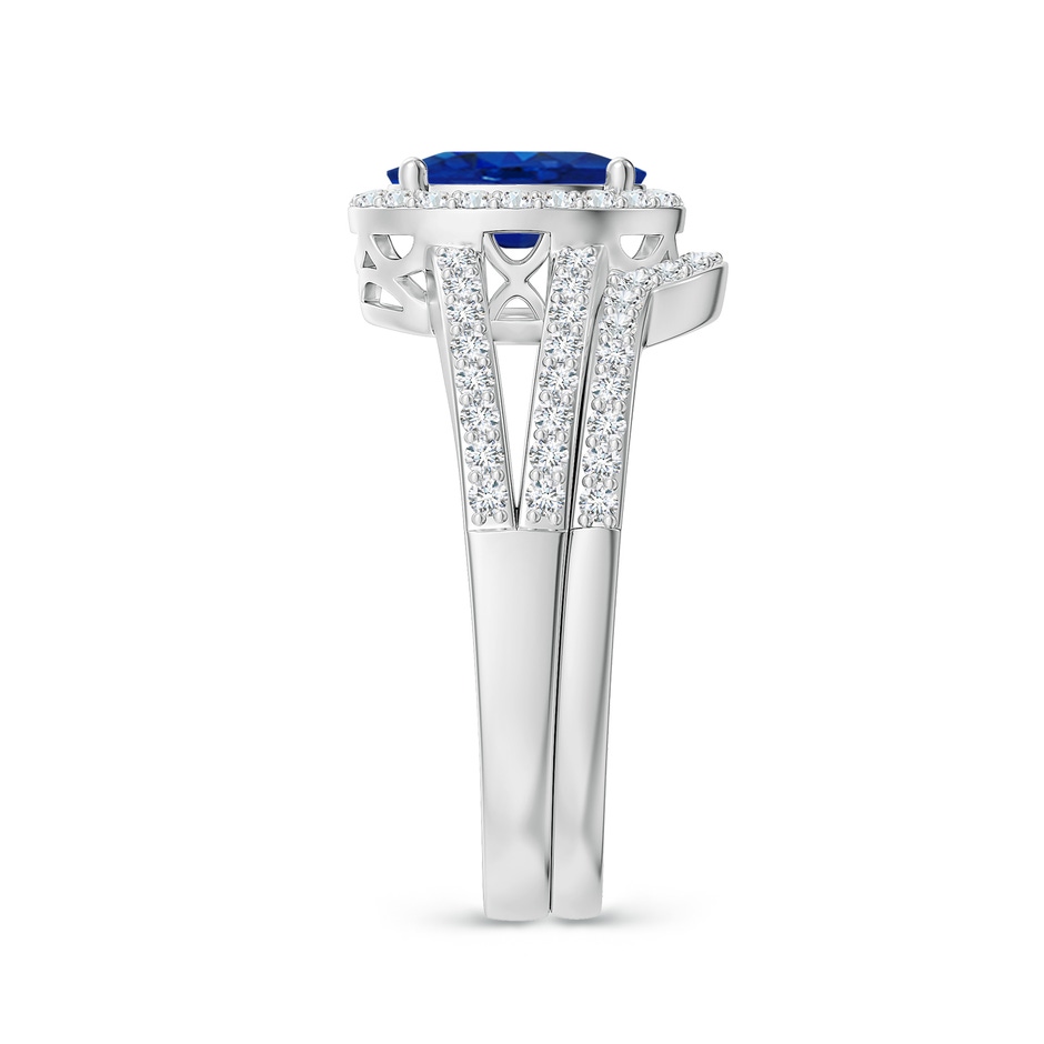 8x6mm AAA Sapphire and Diamond Split Shank Bridal Set in White Gold product image