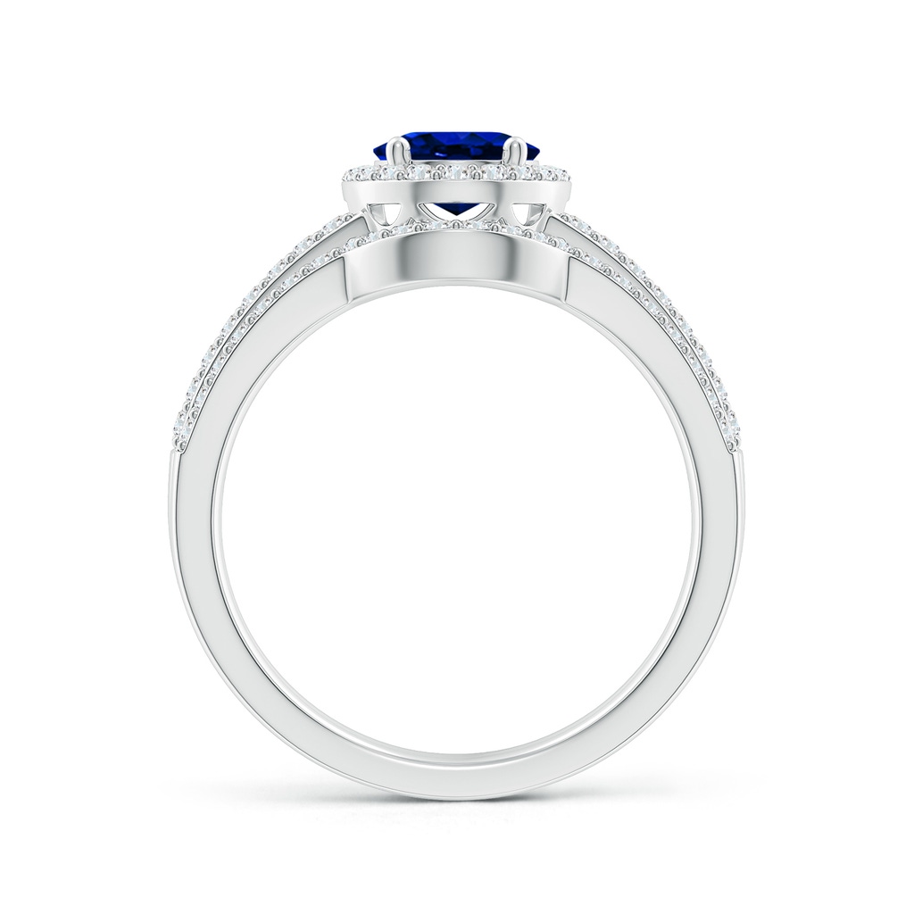 8x6mm AAAA Sapphire and Diamond Split Shank Bridal Set in P950 Platinum Product Image