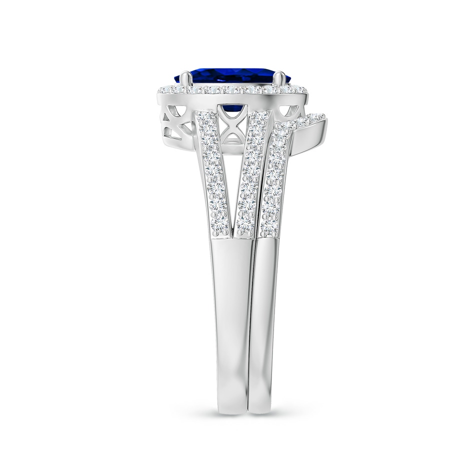 8x6mm AAAA Sapphire and Diamond Split Shank Bridal Set in P950 Platinum product image