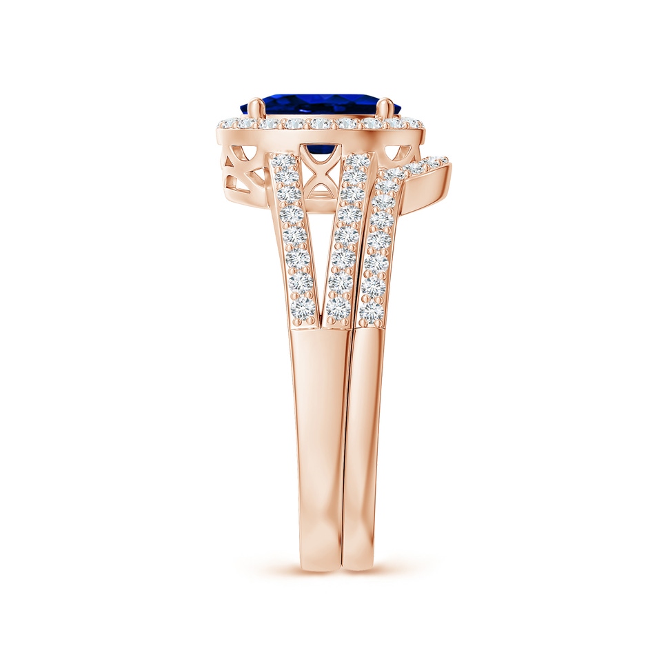 8x6mm AAAA Sapphire and Diamond Split Shank Bridal Set in Rose Gold product image