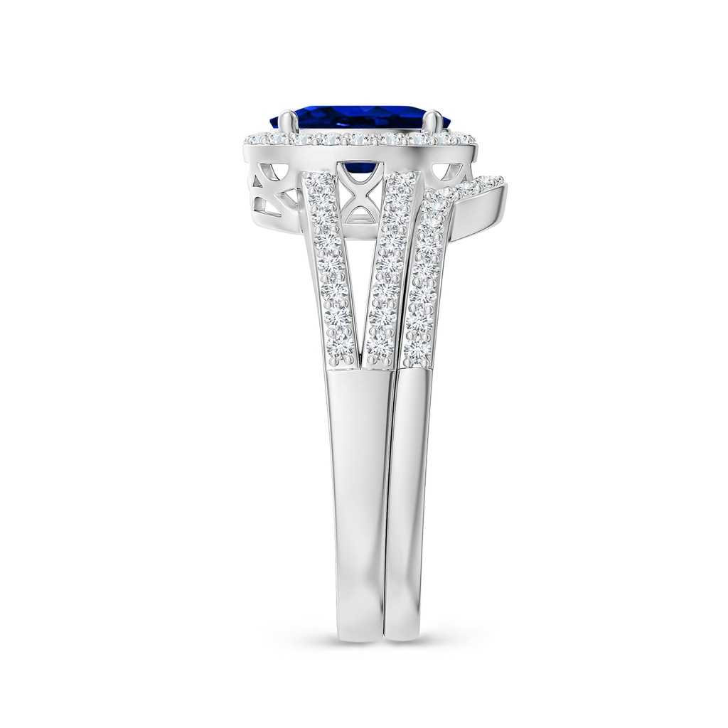 8x6mm AAAA Sapphire and Diamond Split Shank Bridal Set in White Gold Product Image
