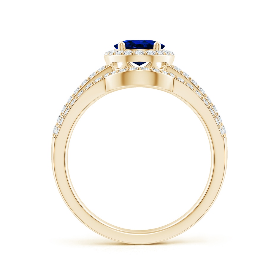 8x6mm AAAA Sapphire and Diamond Split Shank Bridal Set in Yellow Gold product image
