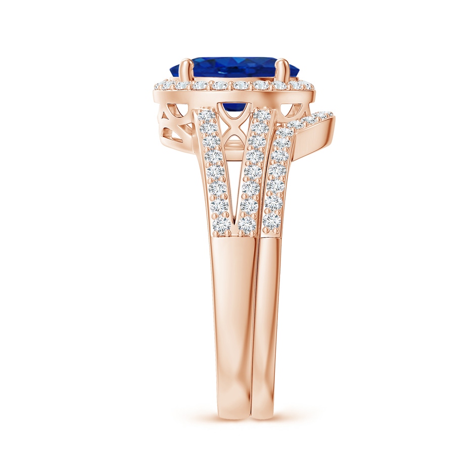 9x7mm AAA Sapphire and Diamond Split Shank Bridal Set in Rose Gold product image