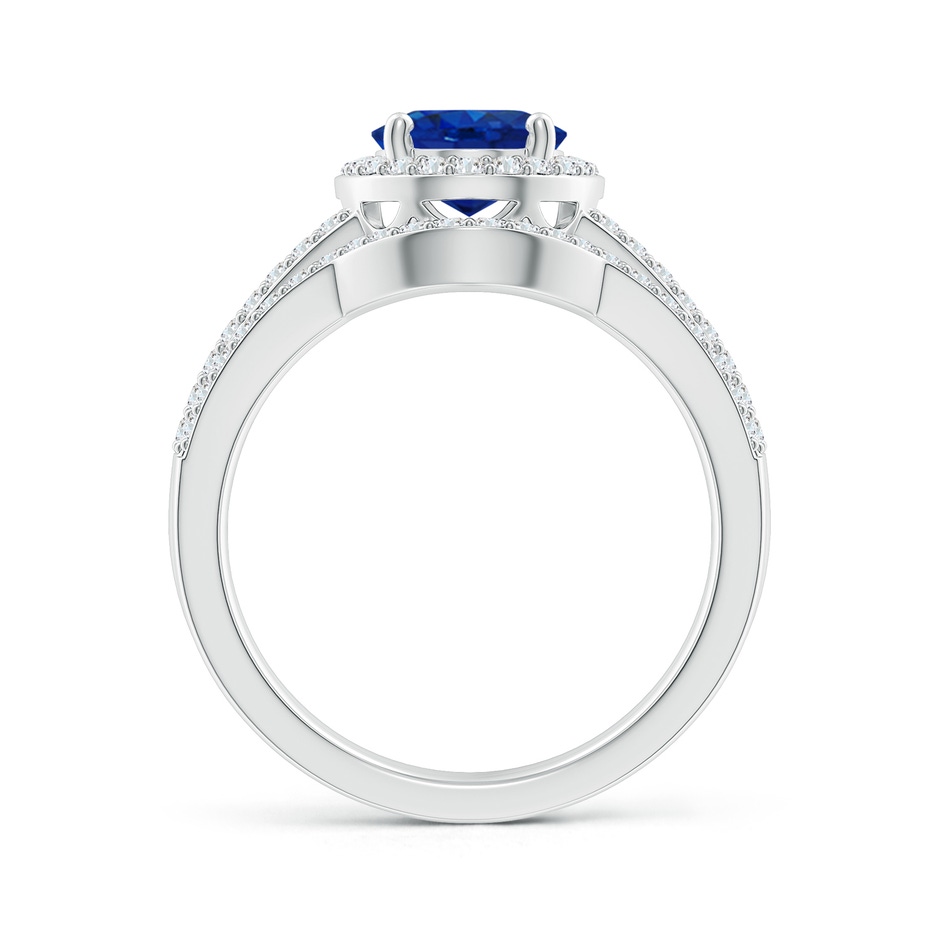 9x7mm AAA Sapphire and Diamond Split Shank Bridal Set in White Gold product image