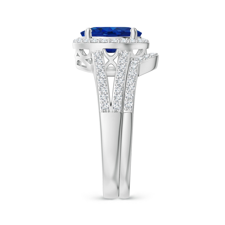 9x7mm AAA Sapphire and Diamond Split Shank Bridal Set in White Gold product image