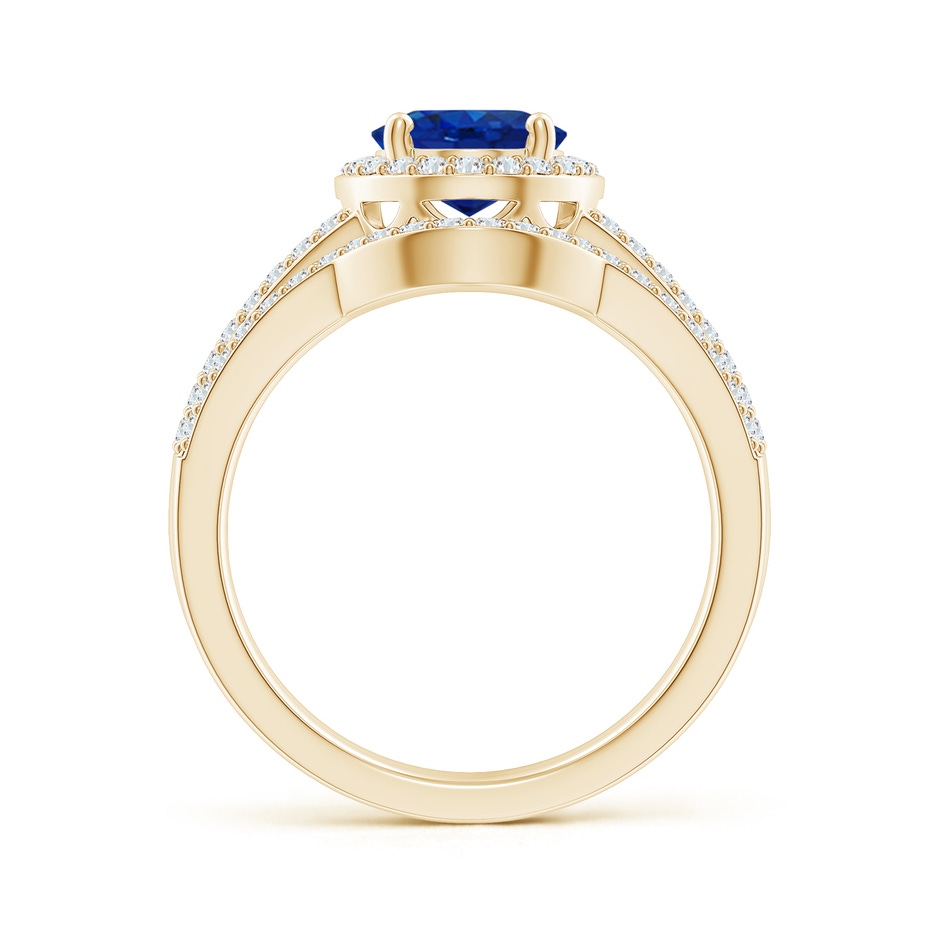 9x7mm AAA Sapphire and Diamond Split Shank Bridal Set in Yellow Gold product image