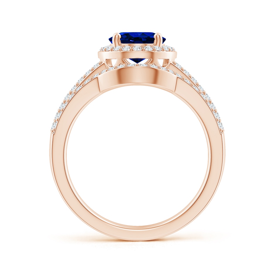 9x7mm AAAA Sapphire and Diamond Split Shank Bridal Set in Rose Gold product image