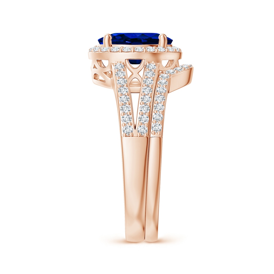 9x7mm AAAA Sapphire and Diamond Split Shank Bridal Set in Rose Gold product image