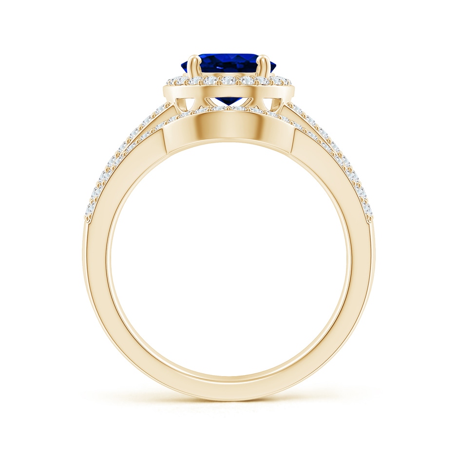 9x7mm AAAA Sapphire and Diamond Split Shank Bridal Set in Yellow Gold product image