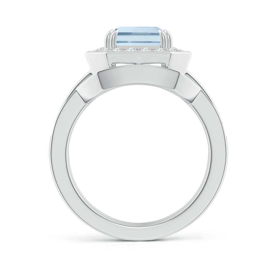 10x8mm A Emerald Cut Aquamarine Bridal Ring Set with Diamond Ring in White Gold side 199