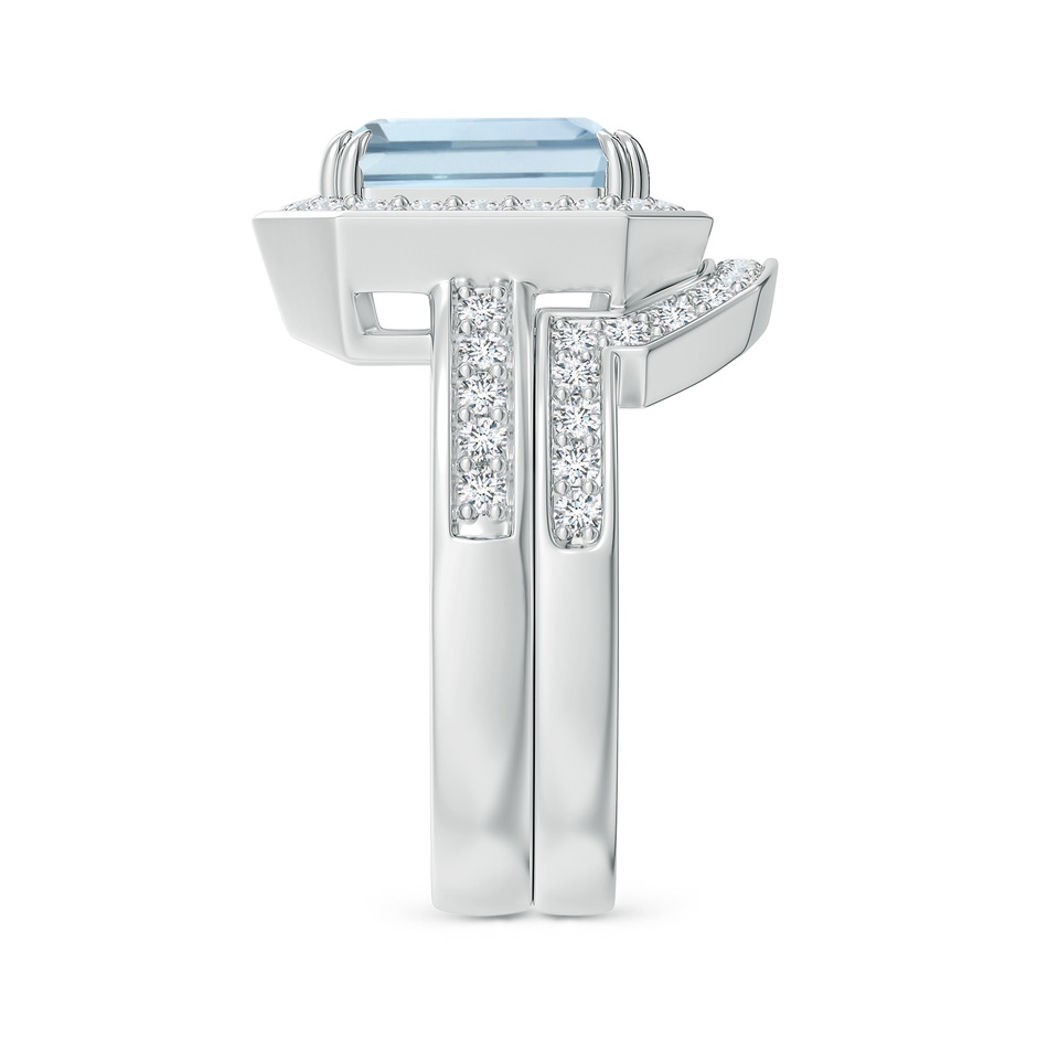 10x8mm A Emerald Cut Aquamarine Bridal Ring Set with Diamond Ring in White Gold side 299
