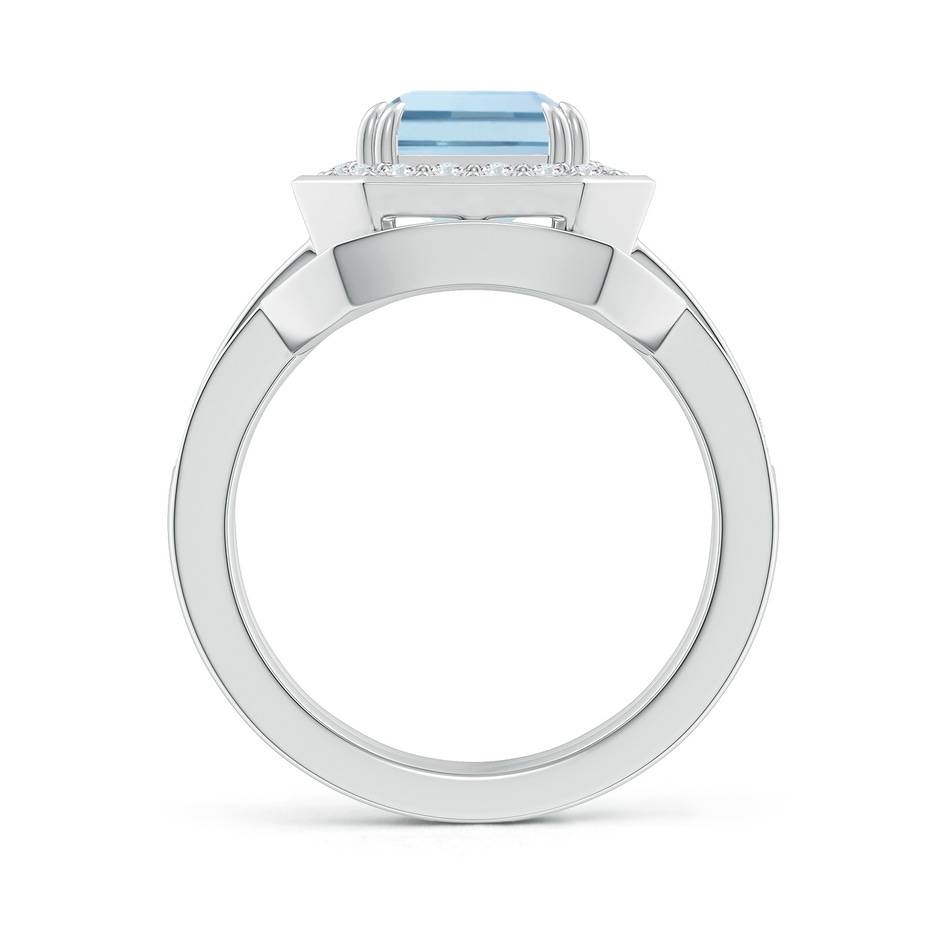 10x8mm AA Emerald Cut Aquamarine Bridal Ring Set with Diamond Ring in P950 Platinum side 199