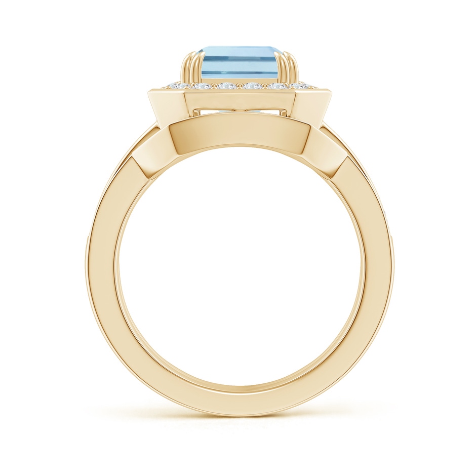 10x8mm AA Emerald Cut Aquamarine Bridal Ring Set with Diamond Ring in Yellow Gold side 199