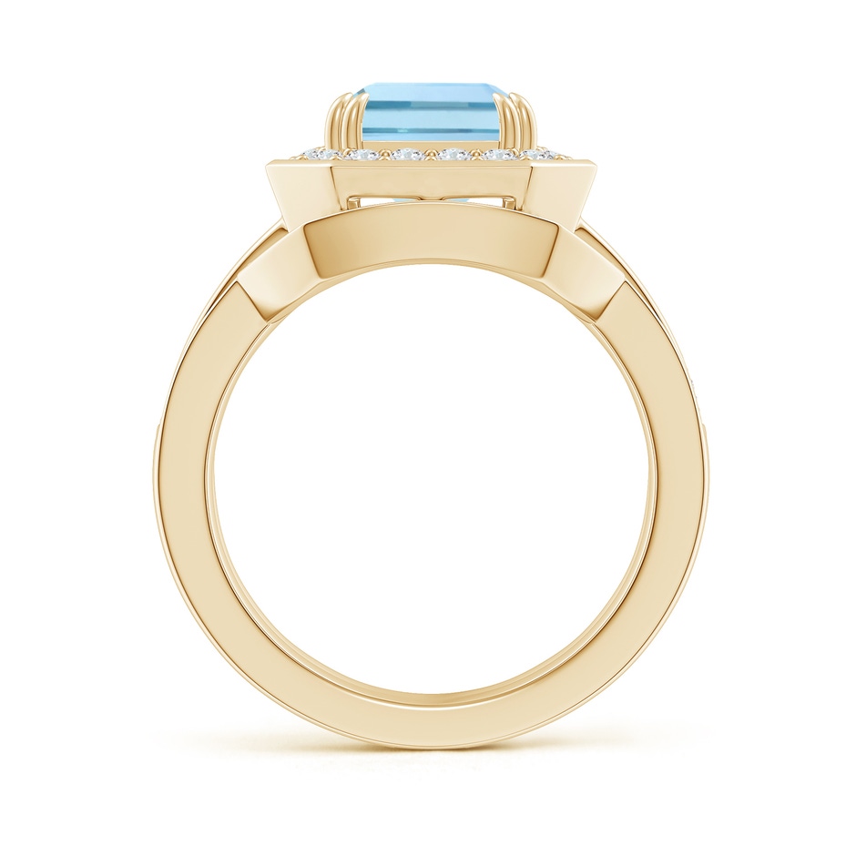 10x8mm AAA Emerald Cut Aquamarine Bridal Ring Set with Diamond Ring in Yellow Gold side 199