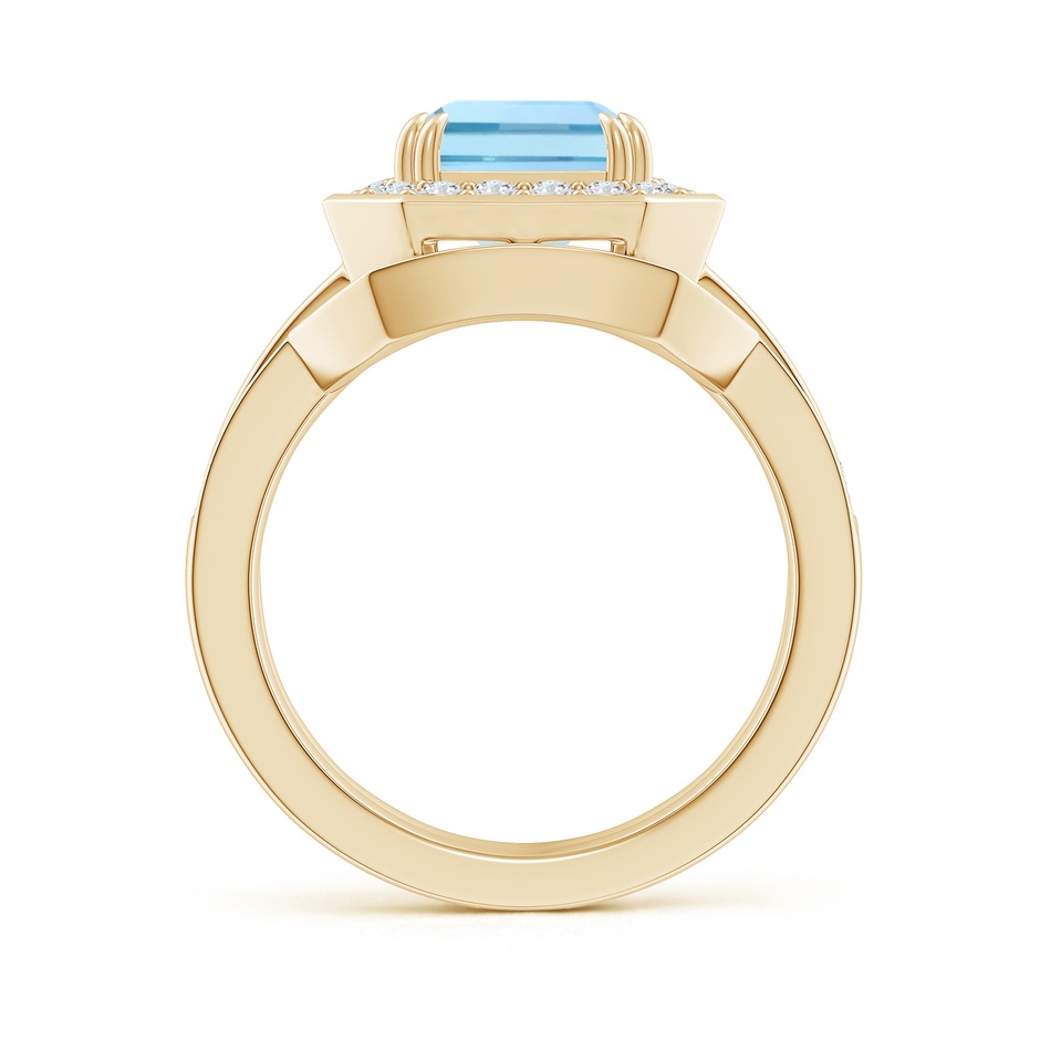 10x8mm AAAA Emerald Cut Aquamarine Bridal Ring Set with Diamond Ring in Yellow Gold side 199