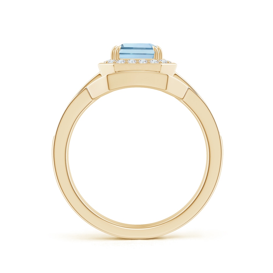 8x6mm AA Emerald Cut Aquamarine Bridal Ring Set with Diamond Ring in Yellow Gold side 199