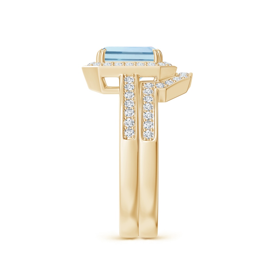 8x6mm AA Emerald Cut Aquamarine Bridal Ring Set with Diamond Ring in Yellow Gold side 299