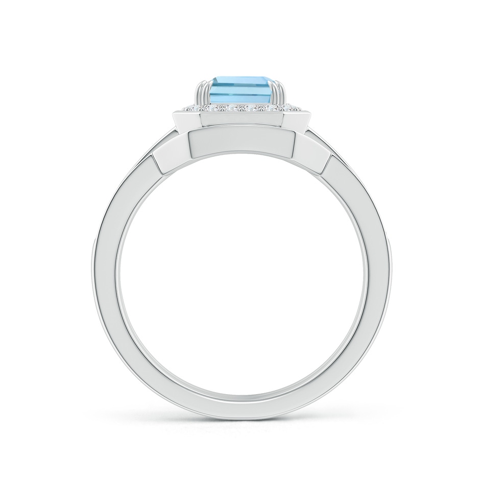 8x6mm AAA Emerald Cut Aquamarine Bridal Ring Set with Diamond Ring in P950 Platinum side 199