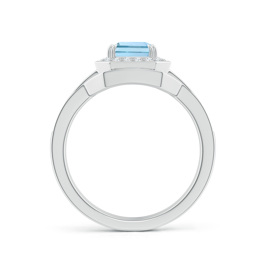 8x6mm AAA Emerald Cut Aquamarine Bridal Ring Set with Diamond Ring in White Gold - side 199