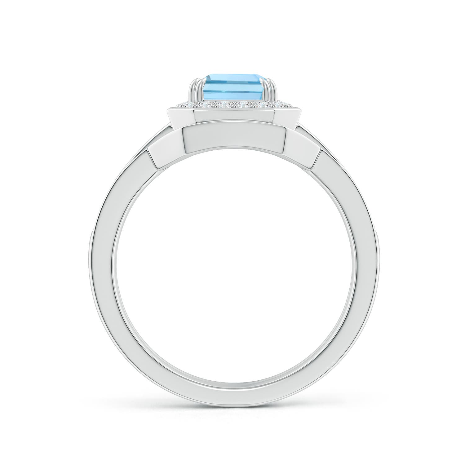 8x6mm AAAA Emerald Cut Aquamarine Bridal Ring Set with Diamond Ring in White Gold