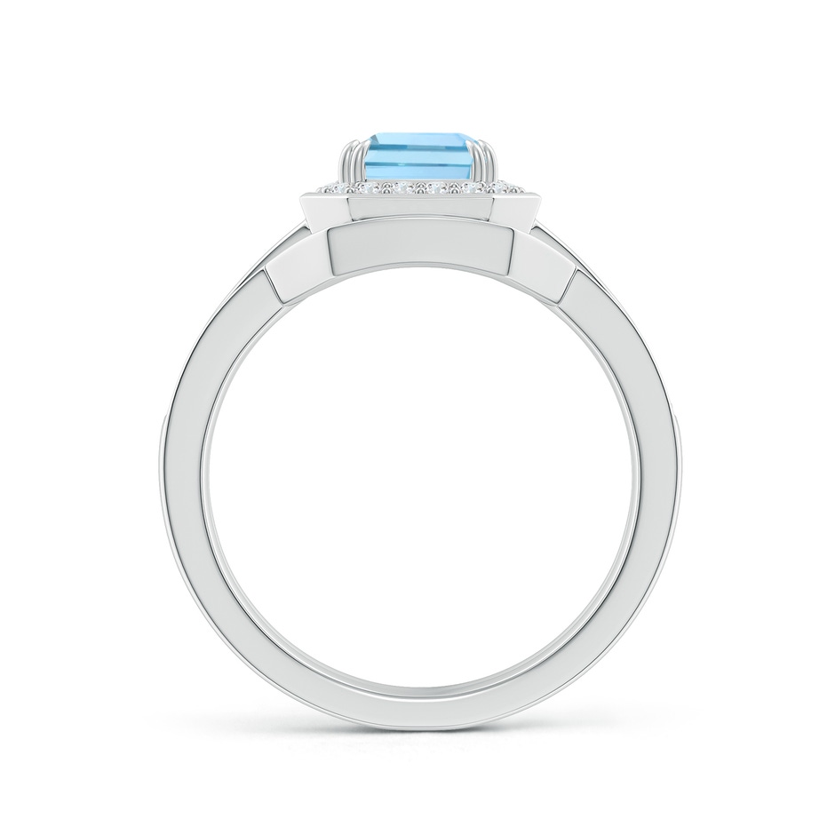 8x6mm AAAA Emerald Cut Aquamarine Bridal Ring Set with Diamond Ring in White Gold side 199