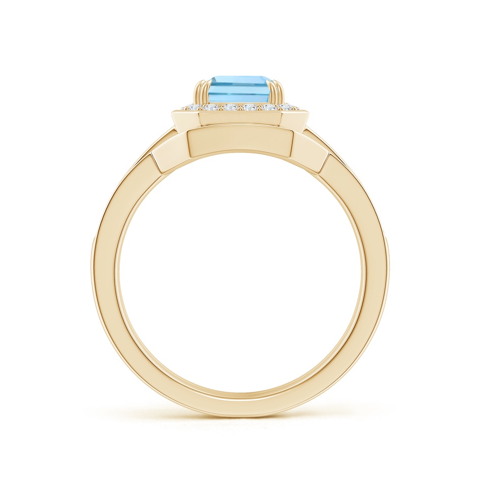 8x6mm AAAA Emerald Cut Aquamarine Bridal Ring Set with Diamond Ring in Yellow Gold side 199