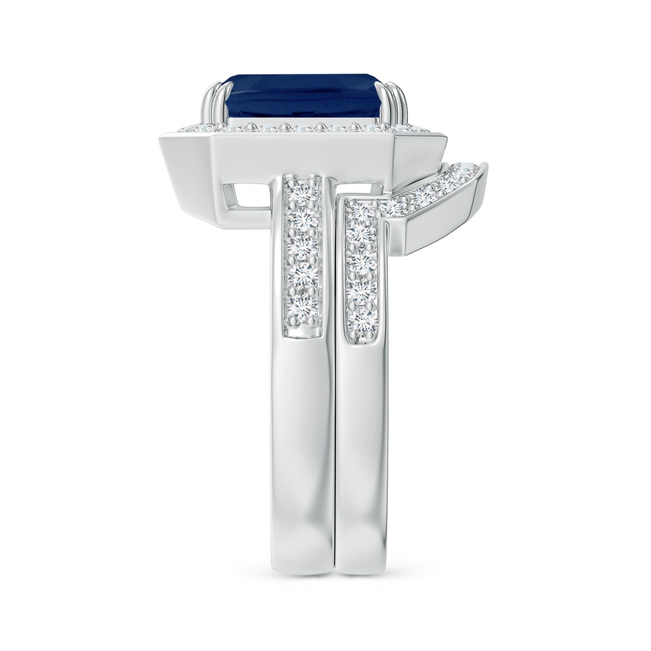 10x8mm A Emerald-Cut Sapphire Bridal Set with Diamond Accents in 18K White Gold side 299
