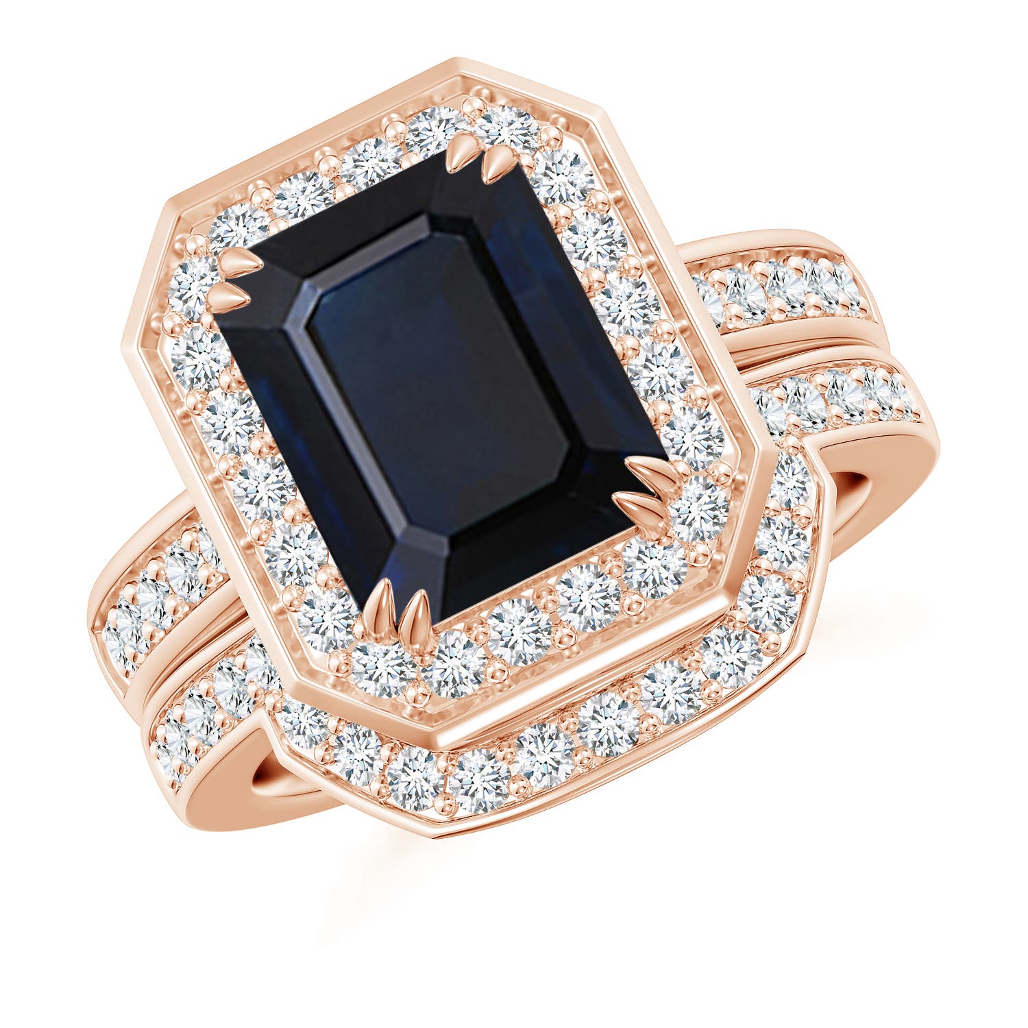 A - Blue Sapphire / 4.14 CT / 14 KT Rose Gold