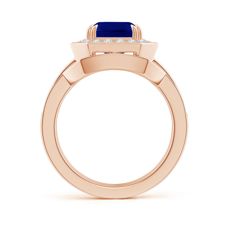 10x8mm AAA Emerald-Cut Sapphire Bridal Set with Diamond Accents in 18K Rose Gold side 199