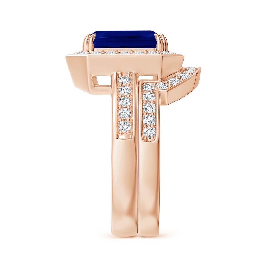 10x8mm AAA Emerald-Cut Sapphire Bridal Set with Diamond Accents in 18K Rose Gold side 299
