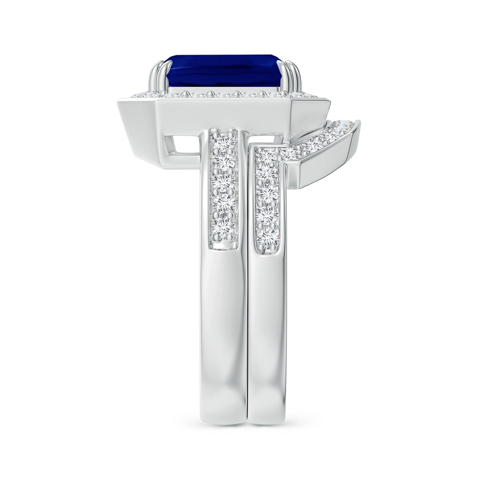 10x8mm AAA Emerald-Cut Sapphire Bridal Set with Diamond Accents in P950 Platinum side 299