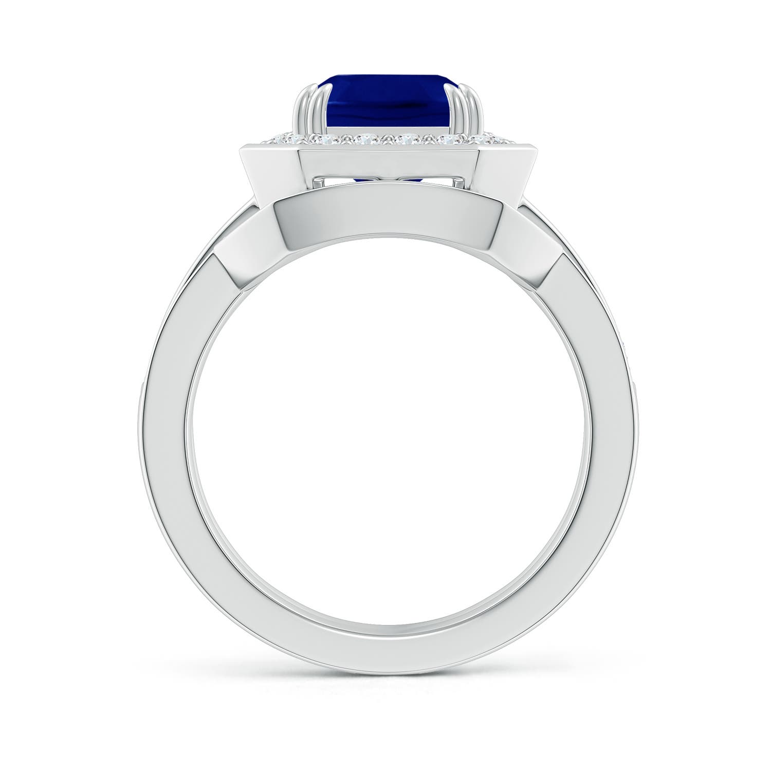 AAA - Blue Sapphire / 4.14 CT / 14 KT White Gold