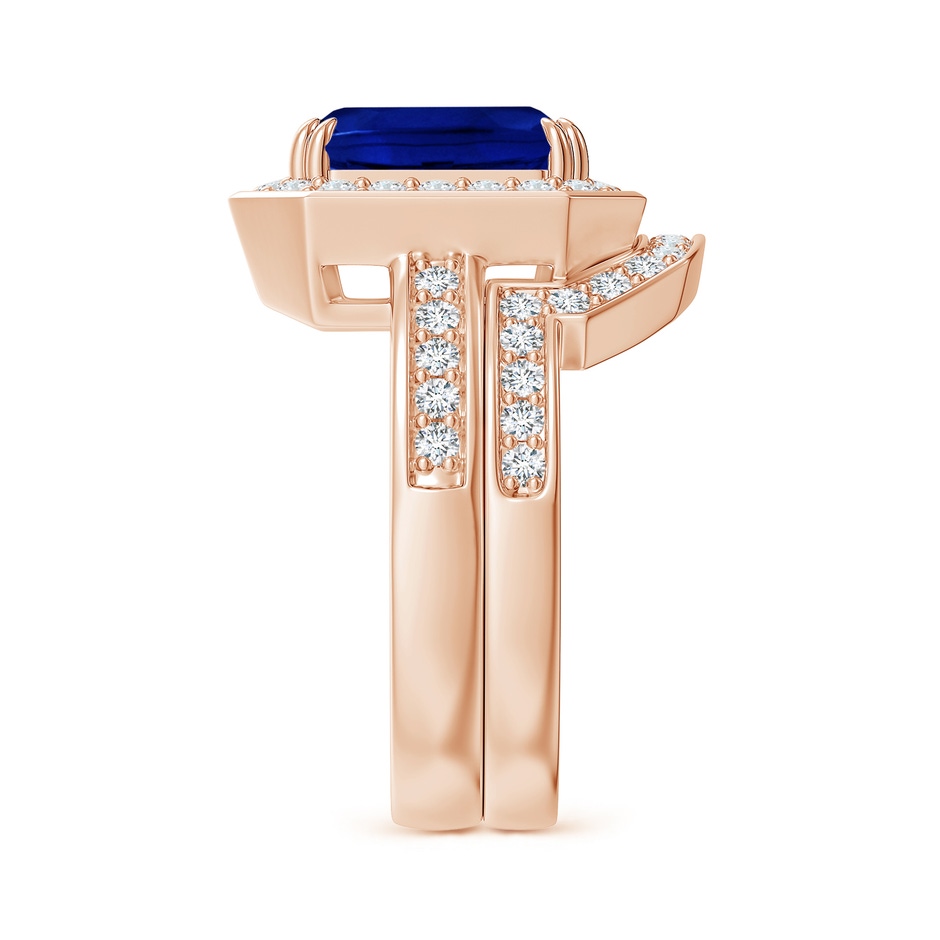 10x8mm AAAA Emerald-Cut Sapphire Bridal Set with Diamond Accents in Rose Gold side 299