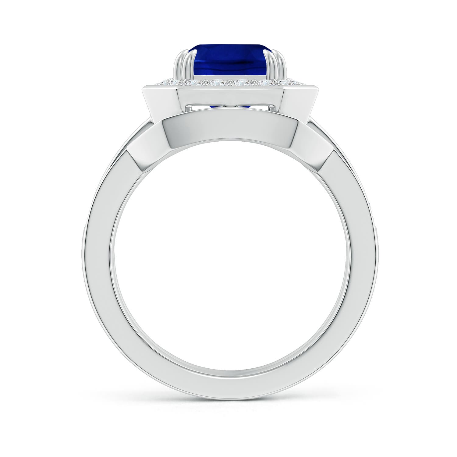 AAAA - Blue Sapphire / 4.14 CT / 14 KT White Gold