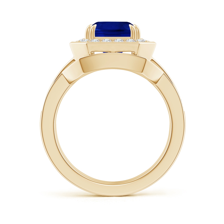10x8mm AAAA Emerald-Cut Sapphire Bridal Set with Diamond Accents in Yellow Gold side 199