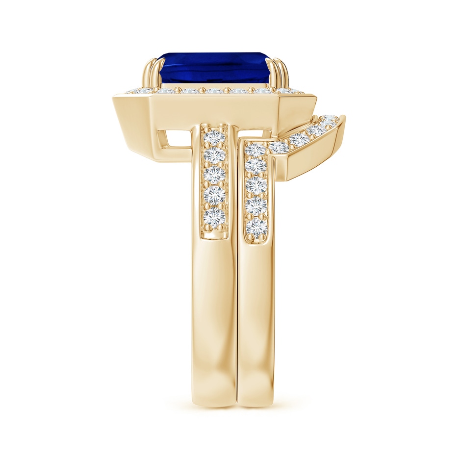 10x8mm AAAA Emerald-Cut Sapphire Bridal Set with Diamond Accents in Yellow Gold side 299