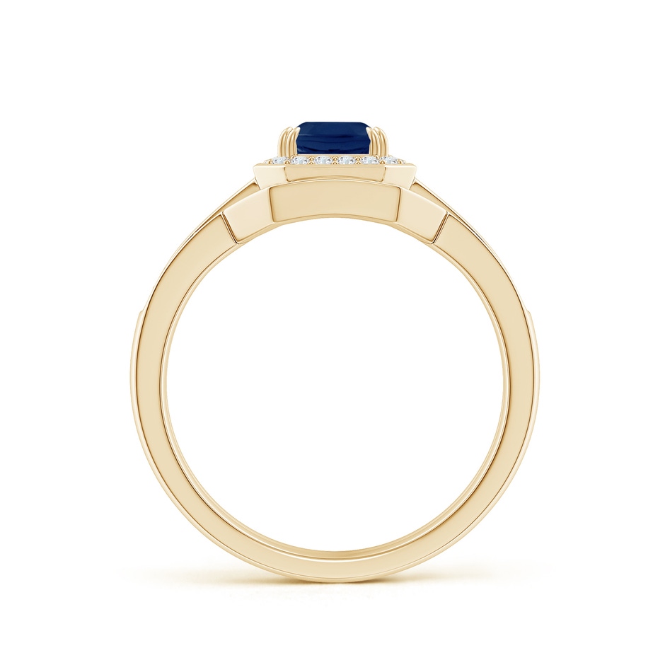 7x5mm A Emerald-Cut Sapphire Bridal Set with Diamond Accents in Yellow Gold side 199