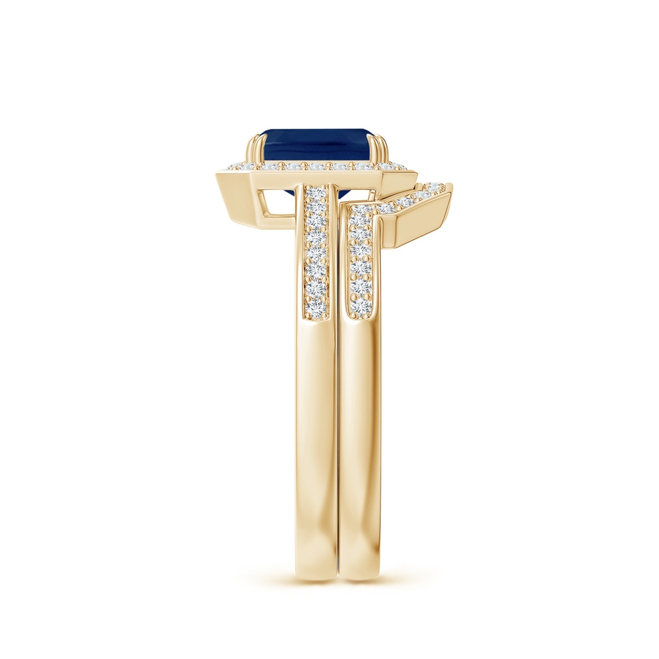 7x5mm A Emerald-Cut Sapphire Bridal Set with Diamond Accents in Yellow Gold side 299