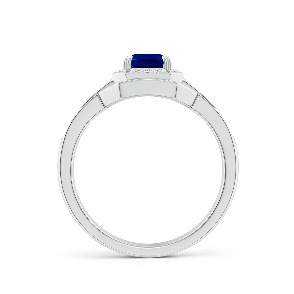 7x5mm AAA Emerald-Cut Sapphire Bridal Set with Diamond Accents in 18K White Gold side 199